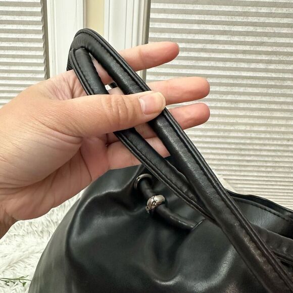 Givenchy Parfums Womens‎ Open Top Cinched Polished Faux Leather Tote Bag Black - Picture 12 of 12